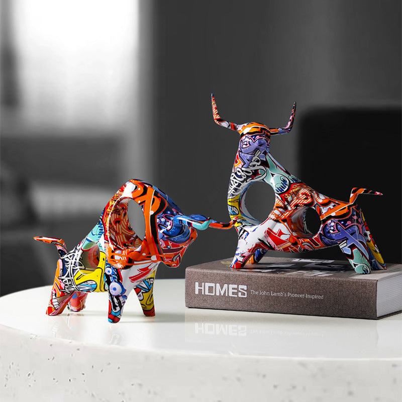 Nordic Art Splashing Color Cow Decoration Light Luxury Creative Living Room TV