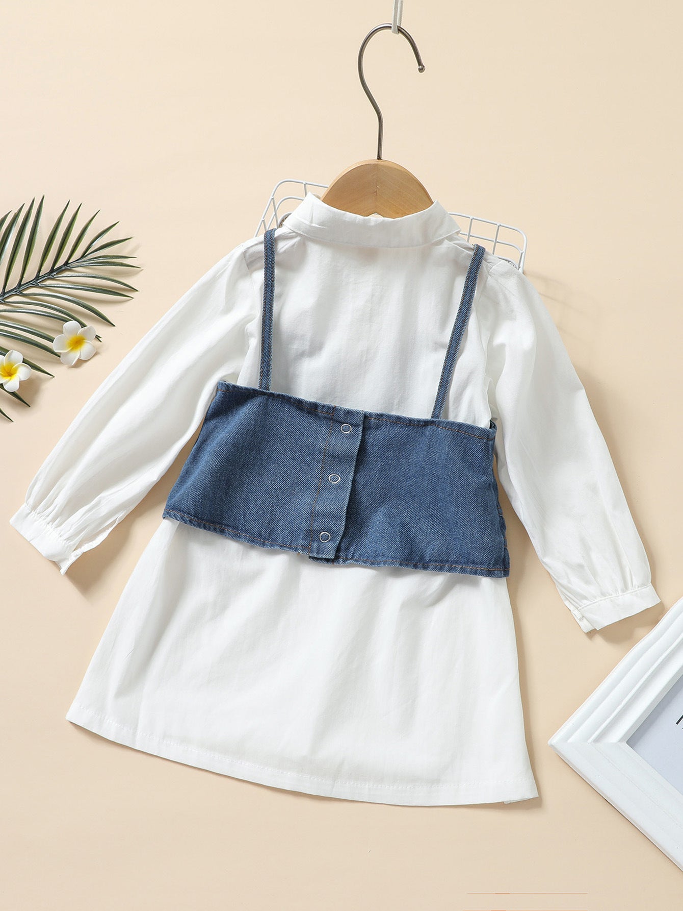 Solid Color Woven Button Long-sleeved Shirt Dress