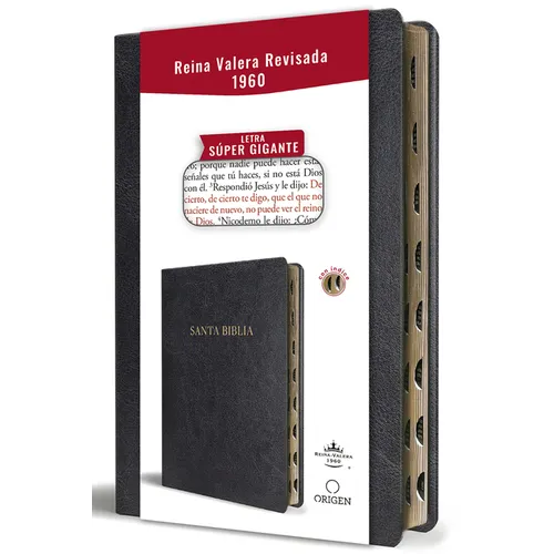 Biblia Reina Valera Revisada 1960 Letra S?per Gigante, S?mil Piel Negro Con ?ndice / Spanish Bible Rvr 1960 Super Giant Print, Black Leathersoft W/ Th - Paperback