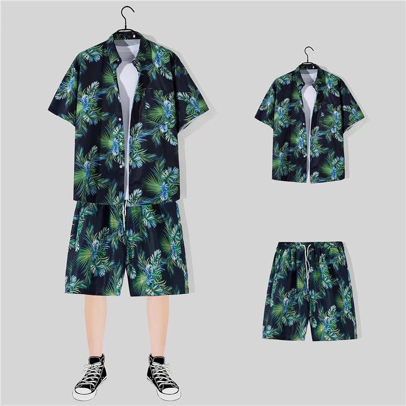 Men's Shorts Shirt Trendy Summer Loose Casual Two-piece Suit