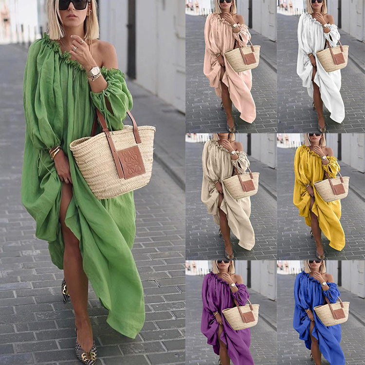 Casual Solid Color Plus Size Long Dress