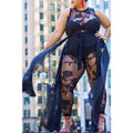 Plus Size Women's Sexy Flocking Jumpsuit Temperament Commuter