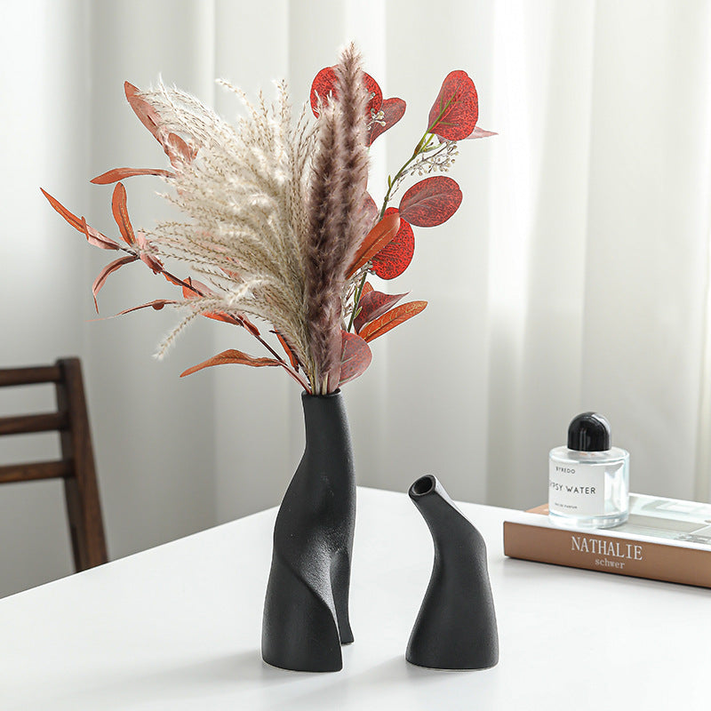 Nordic Creative Ceramic Double Vase Living Room Decoration Dried Flower