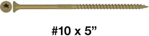 10 x 5 Bronze Coated Multipurpose Exterior Coated - ACQ Compatible Wood Screw Torx/Star Drive Flat Heads - CASE Qty 42 Boxes 1,554 Screws