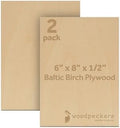 12 mm Baltic Birch Plywood 1/2 - B/BB Grade Craft Wood, Stronger Than Basswood Sheets, for Laser, CNC Cutting and Wood Burning, by Woodpeckers (2, 6" x 8")