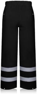TCCFCCT High Vis Rain Pants Rain Suits for Men Waterproof, Hi Vis Rain Pants for Men Women with Hood, High Visibility Rain Gear Reflective for Safety Work & Outdoor Activities, S-M Black P