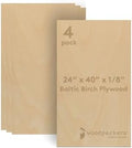 Baltic Birch Plywood 3 mm, 1/8 Inch Craft Wood, B/BB Grade, Stronger Than Basswood Sheets or Balsa Wood, Perfect for Laser, CNC Cutting, Wood Burning, by Woodpeckers (4, 24" x 40")