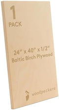 Baltic Birch Plywood 24 x 40 x 1/2 Inch - 12 mm Craft Wood, Pack of 1 B/BB Grade, Stronger Than Basswood Sheets or Balsa Wood, Perfect for Laser, CNC Cutting, Wood Shelves, by Woodpeckers