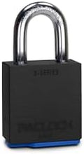 PACLOCK's 3-Series Padlock, Standard Rekeyable (SR), 3/8" Diameter Hard. Stainless Steel Shackle, 1-3/16" Tall, Keyed Differently w/ 2 Keys, Black
