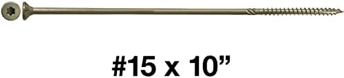 Jake Sales #15 x 10 Bronze Exterior Wood Screws - Torx Flat Head - ACQ Compatible - 1 lb Box (~12 Count)