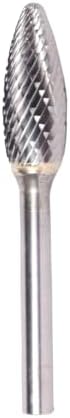 Drill America SH-1 Carbide Burr/Rotary File Flame Double Cut for Die Grinder 1/4" Dia. x 5/8" Cut Length with 1/4" Shank and 2" Overall Length, DUL Series