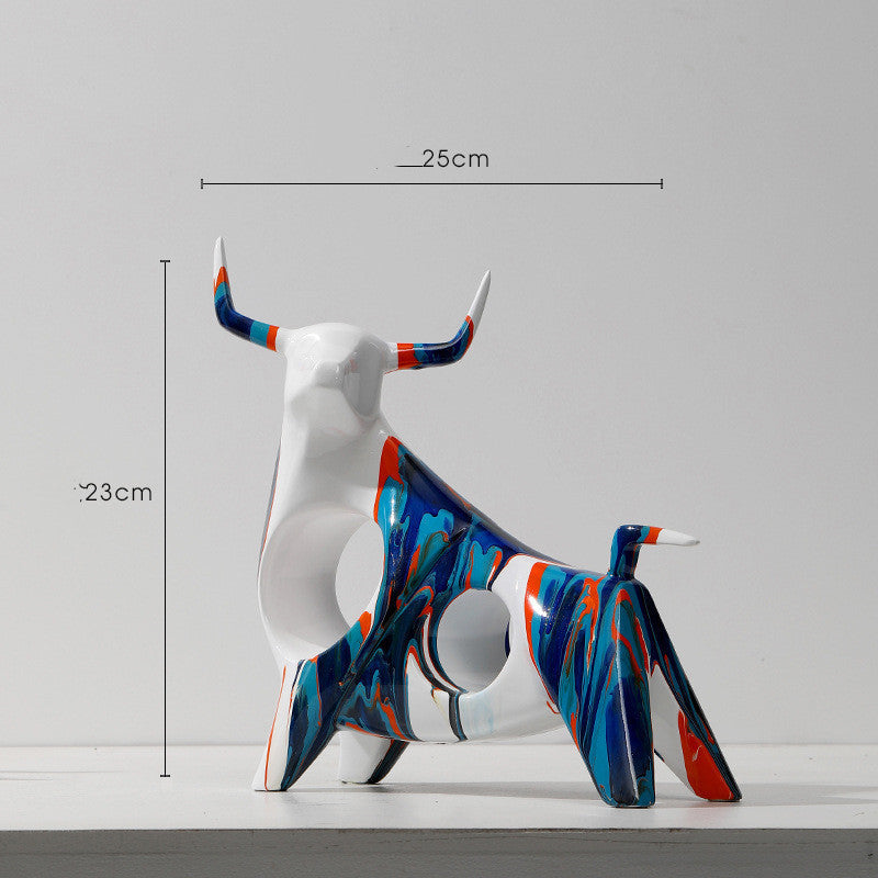 Nordic Art Splashing Color Cow Decoration Light Luxury Creative Living Room TV