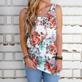 Women's Plant Flower Print Pullover Sleeveless T-shirt
