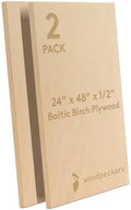 Baltic Birch Plywood 24 x 48 x 1/2 Inch - 12 mm Craft Wood, Pack of 2 B/BB Grade, Stronger Than Basswood or Balsa, Perfect for Laser, CNC Cutting, Wood Shelves by Woodpeckers