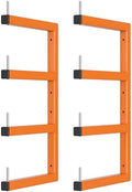 2-Pack Lumber Storage Rack, Wood Storage Racks Wall Mount, Heavy Duty Garage Wood Organizer With 4-Level System, Orange Utility Rack Organization Up 800 Lbs, Metal Lumber Shelf for Indoor and Outdoor
