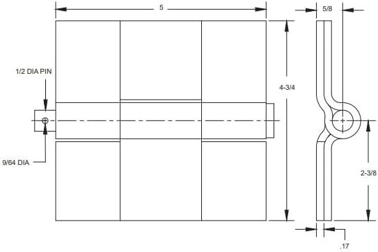 Aluminum Butt Weld Bolt-on Hinge 5"x 4.75" x .188 Heavy Duty Material Removable pin for Horse Ramp Fold Down End gate Doors. Rust Resistant Material