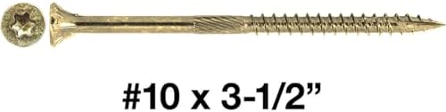 Jake Sales #10 X 3 Gold Star Wood Screw Torx/Star Drive Flat Head (1 Pound - 63 Approx. Screw Count) - Multipurpose Torx/Star Drive Wood Screws