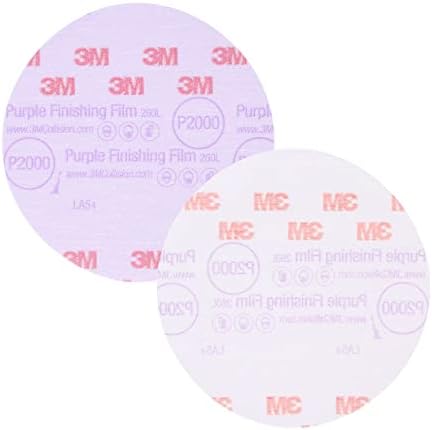 3M Hookit Purple Finishing Film Abrasive Disc 30666, 6 in, 2000+ Grade, 50 Pack, Clear Coat Sanding, Paint Finishing, Defect Removal, Long Lasting