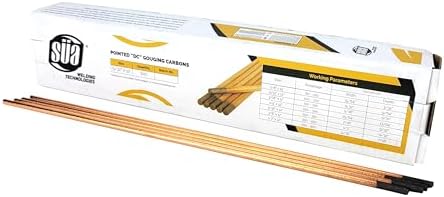 SÜA - DC Copper Coated Pointed Carbon Gouging Rod - 5/32" x 12" - (600 Rods)