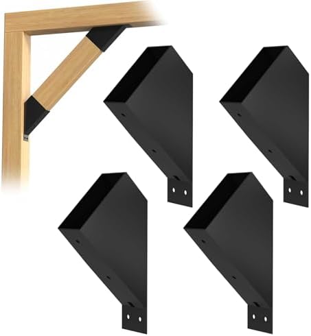 4Pcs 45 Degree Angle Brackets for Pergola Kits - Heavy-Duty Metal Gazebo Brackets & 2x4 Wood Connector, Universal DIY Pergola Bracket Kit with Lumber Compatibility