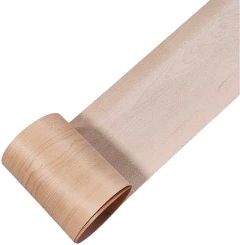 Cherry Wood Veneer Sheet,Flat Cut,8.5''x 98'',Iron On Stick Veneer Roll Without Paper,Pre-glued Hot Melt Self Adhesive Cherry Tape for Cabinet Furniture Plywood Laminate Speaker Renovation
