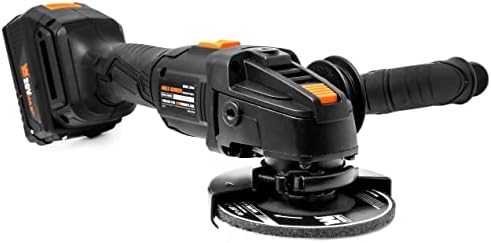 WEN Cordless Angle Grinder, Brushless with 20V Max 4.0 Ah Lithium-Ion Battery and Charger (20944), Black