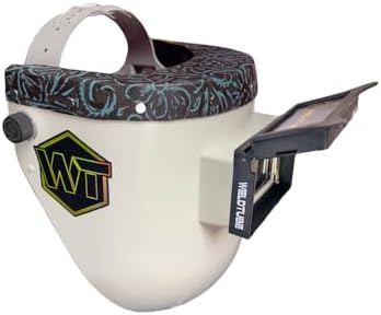 Chopped Leather Top Pipeliner Welding Helmet, Slim Cut Bottom with Aluminum Fasteners & High Visibility HD Gold Coated Lens (with Flip-Front Adapter or No Flip-Front Adapter)