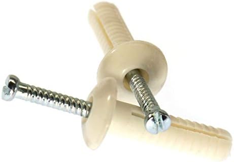 1/4" x 1 1/2" Hammer Drive Anchor Mushroom Head with Zinc Plated Steel Nail Nylon Pk 1000