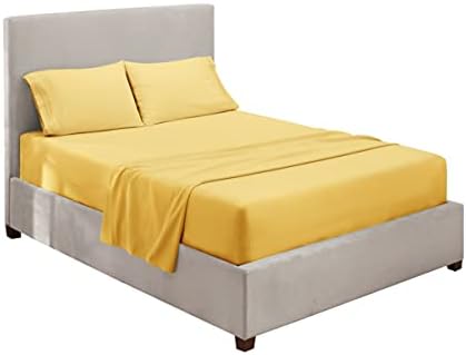 Hearth & Harbor Cal King Size Sheets - 4 Piece Bed Sheet Set, Hotel Luxury Double Brushed Bed Sheets - Extra Soft Bedding Sheets & Pillowcases, California King, Mellow Yellow