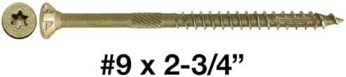 Jake Sales #9 x 2-3/4" Bronze Coated Multipurpose Wood Screw Torx/Star Drive Flat Head (5 POUNDS ~ 415 Screws) Exterior Coated - ACQ Compatible Wood Screws