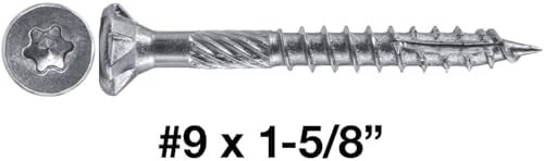Jake Sales #9 x 1-5/8" Silver Star Stainless Steel Wood Screw Torx/Star Drive Head - Grade 300 Series Stainless Steel Torx/Star Drive Wood Screws - (Full Box - 4,000 Approx. Screw Count)