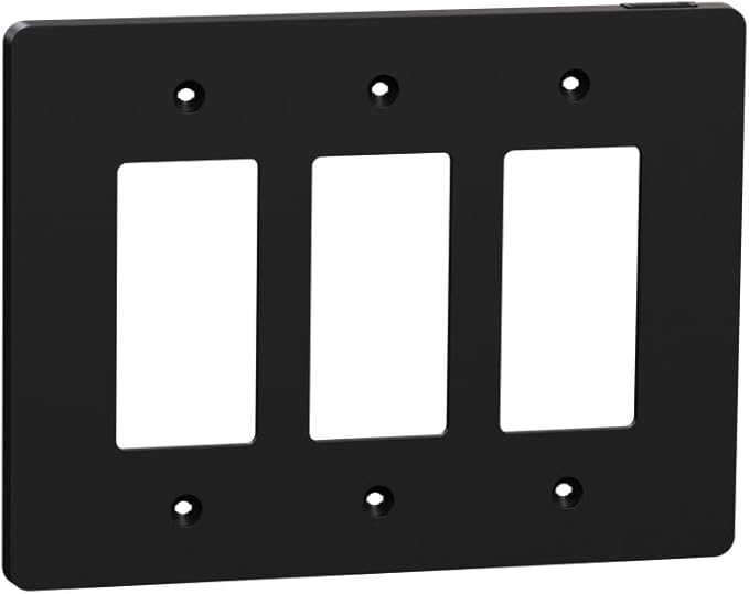 Square D by Schneider Electric X Series Wall Plate for Outlet and Light Switch, Mid Size Plus 3 Gang, Matte Black