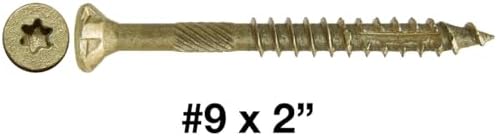 9 x 2 Bronze Coated Multipurpose Exterior Coated - ACQ Compatible Wood Screw Torx/Star Drive Flat Head 5 Pound CASE 5,310 Screws