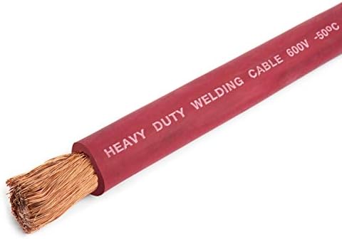 EWCS 2/0 Gauge Premium Extra Flexible Welding Cable 600 Volt - Red - 50 Feet - Made in the USA