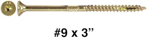 Jake Sales #9 x 3 Gold Star Wood Screw Torx/Star Drive Flat Head - Multipurpose Torx/Star Drive Wood Screws - CASE Qty 42 Boxes 3,276 Screws