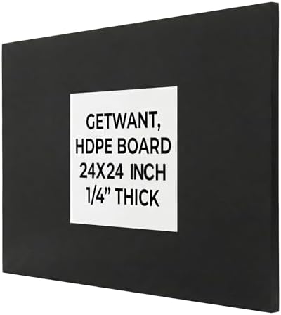 Black HDPE Sheet 24x24 Inch 1/4" Thick, 6 mm Marine Grade HDPE Plastic Board, Waterproof Heavy Duty Black Panel for Boat, DIY, Workbench & Outdoor Projects