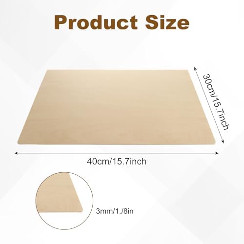 24Pcs 16 x 12 x 1/8 Inch Basswood Sheets, Unfinished Wood Boards, 3mm Basswood for Laser Cutting, Arts and Crafts, Painting, Wood Engraving, Architectural Models, Pyrography