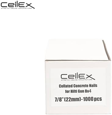 1000x Collated Concrete Nails 7/8 Inch (22mm) for Hilti BX 4 (BX4) Cordless Concrete Nailer, B4 MX Collated Strip, Full Round Head Hardened Steel Pins for Metal Track, Drywall & Concrete