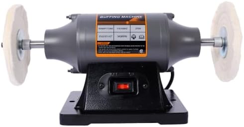 6-Inch Electric Polisher Benchtop Buffer Grinder 4PCs 80Ply Thic Buffing Wheels Benchtop Buffing Machine for Polishing Metal,Jewelry,Knives,Wood,Jade and Plastic (Gray, 6-Inch)