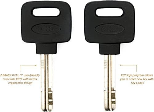 OKG Ultra Security Motorcycle Chain Lock - 4 Keys, 13lbs, 5 ft x 1/2 in (12mm) Thick Noose Security Chain Combo 11/16" (18mm) Small U Lock for Motorcycles, Mopeds, E-Bikes, Trailers, ATVs, etc.