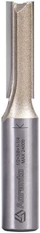Straight Router Bits 1/2" Shank, 3/8" Cut Diameter, 1-1/4" Cut Length, Useful for Plunging Capabilities for Cutting Grooves, Dados, Mortising