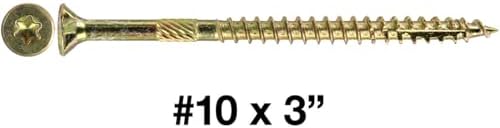 Jake Sales #10 X 3 Gold Star Wood Screw Torx/Star Drive Flat Head (5 POUNDS - 315 Approx. Screw Count) - Multipurpose Torx/Star Drive Wood Screws