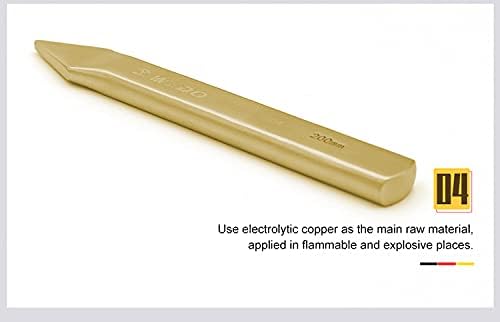 WEDO Non-Sparking Flat Chisel Pointy Head,Cold Chisel,Aluminum Bronze,4x7x200mm,BAM & FM Certificate,Cone Chisel for Carpentry, Metalwork, Woodwork & Masonry work