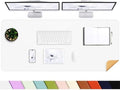 AFIING Cork Desk Mat 55" x 17", Dual-Sided Natural Cork & PU Leather Desk Pad, Non-Slip Waterproof Large Mouse Pad for Office, Home & Gaming (White)