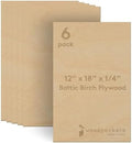 6 mm Baltic Birch Plywood 1/4 x 12 x 18 Inch, Box of 6 B/BB Grade Craft Wood, Stronger Than Basswood Sheets, for Laser, CNC Cutting and Wood Burning, by Woodpeckers
