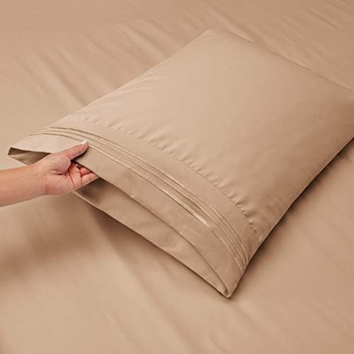 Hearth & Harbor Full XL Size Sheets - 4 Piece Bed Sheet Set, Hotel Luxury Double Brushed Bed Sheets - Extra Soft Bedding Sheets & Pillowcases, Full XL, Taupe