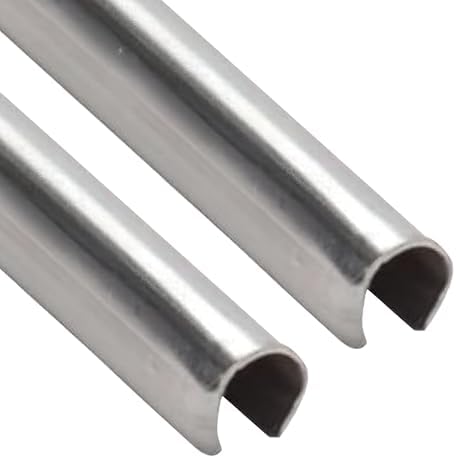 Hardware Snap-On Sliding Patio Door Track Cover, 1/4" Stainless Steel Rail Repair Cap, 7/32" W x 9/32" Profile, Fix Sticky Sliding Glass Door Track, 8 ft, Pack of 2