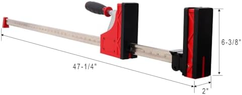 4-Pack Parallel Clamps for Woodworking, Heavy Duty Bar Clamp Set with 1700 lbs Clamping Force, 90° Precision Alignment, 2" Bench Dogs & Framing Blocks for Cabinet Making and Woodworking, Red