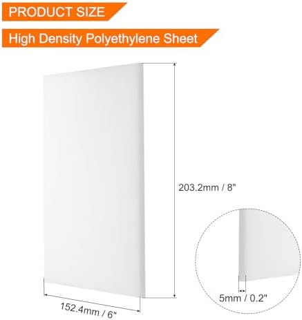 MECCANIXITY UHMW Sheet Ultra High Molecular Weight Polyethylene Sheet, 3/16" Thick Hard HDPE Plastic Sheet Board for DIY Craft 6" x 8" White