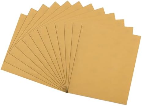 12 Pcs 400 Grit Sandpaper 9 x 11 Inch Sand Paper Alumina Gold